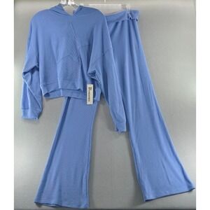 No Boundaries Womens Blue Star Hoodie and Wide Leg Pants Lounge Set L 12-14